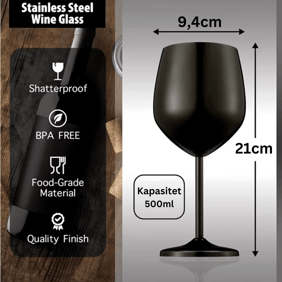 Vinglass Matt Svart - Rustfritt stål - profiltre