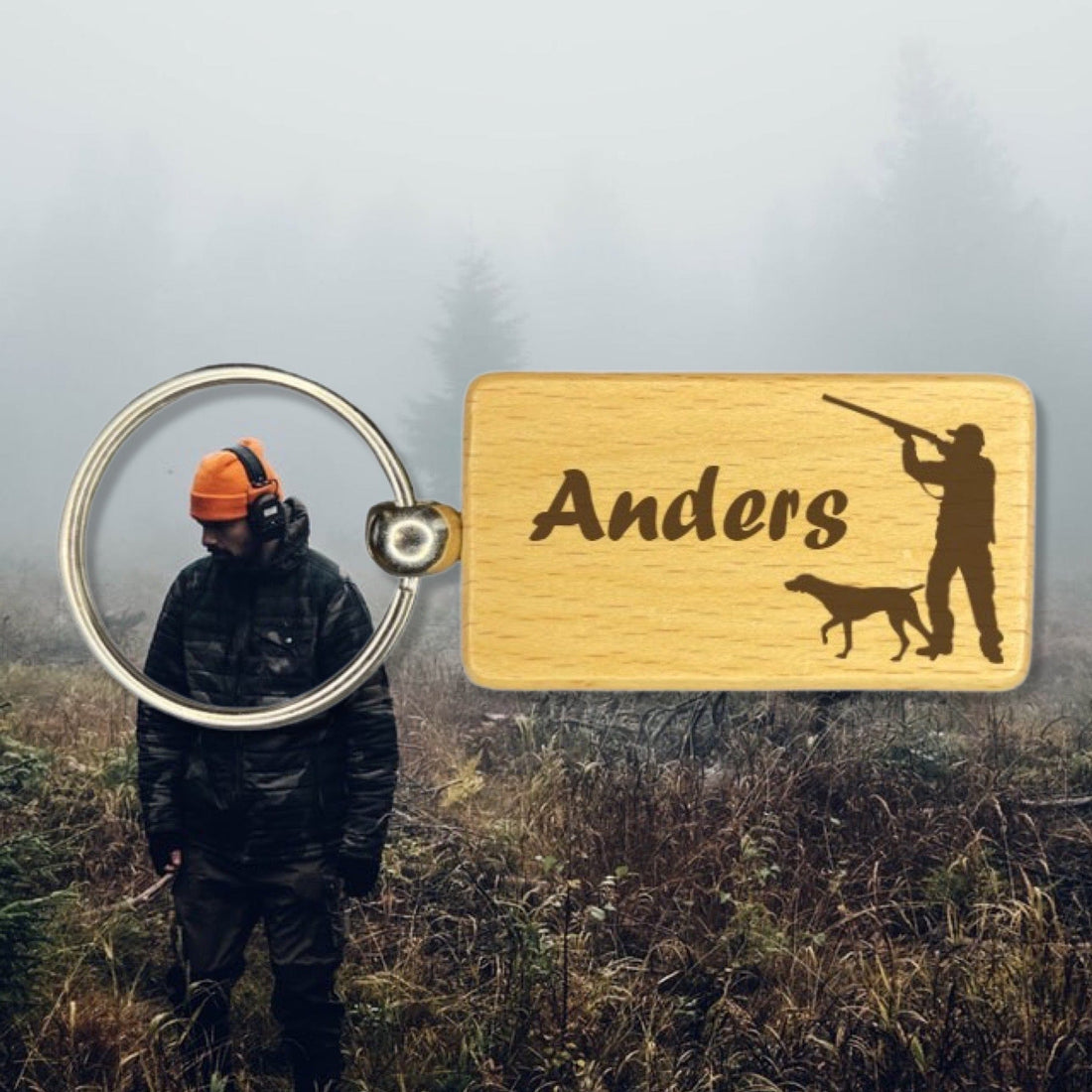 Nøkkelring bøk rektangel - profiltre